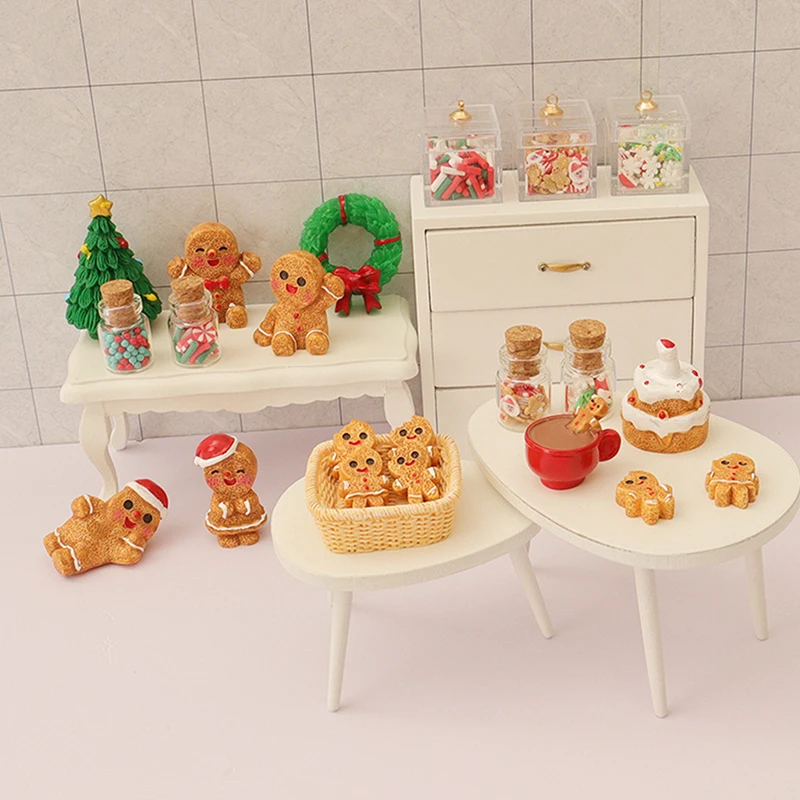 22Pcs/Set Dollhouse Mini Creative Christmas Candy Biscuit Accessories Model Miniature Scene Xmas Kids Toys DIY Decoration