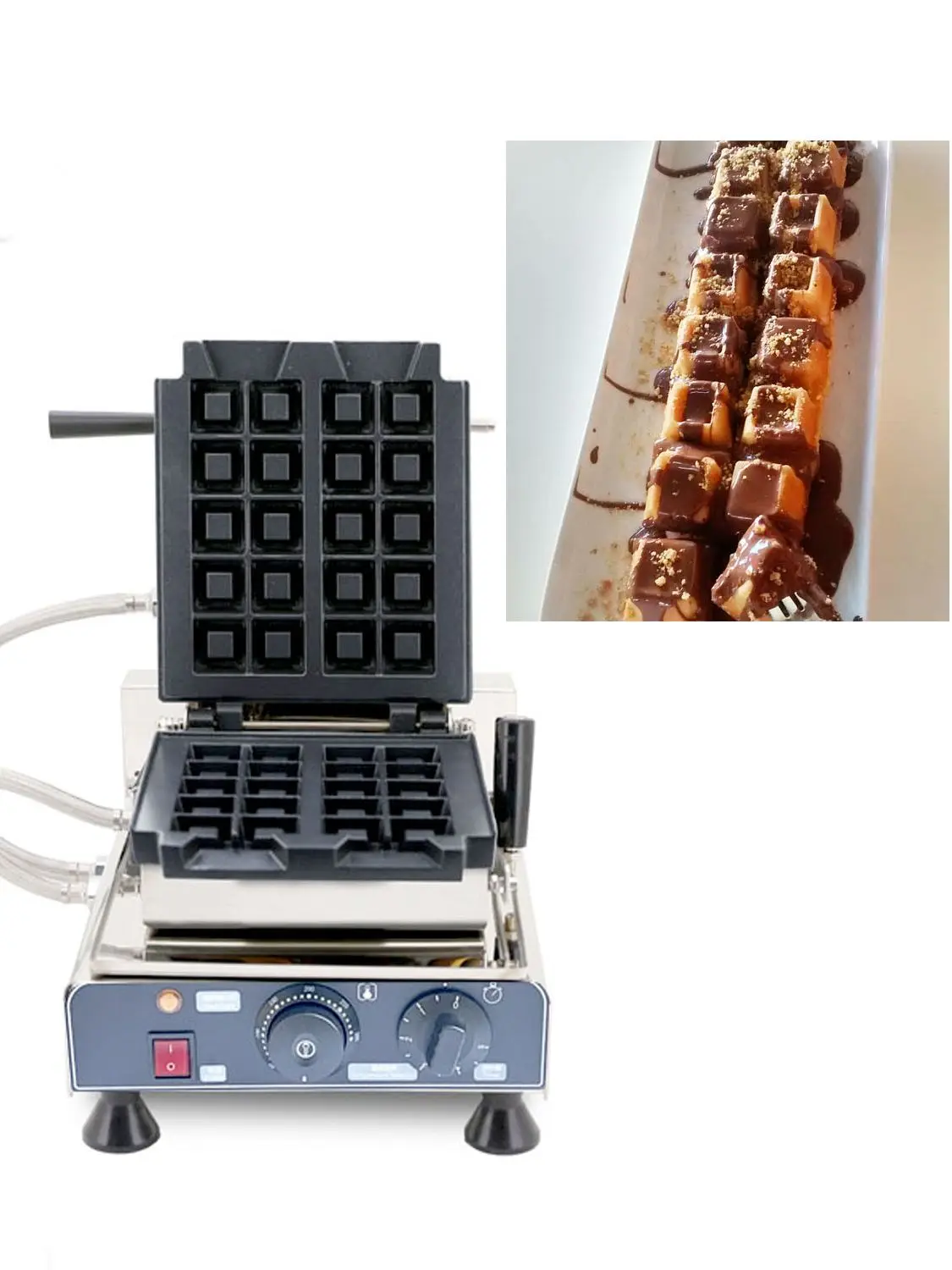 Commercial Waffle Maker 2PCS Square Shape Waffle Machine 1500W Waffle Iron Baker Non-Stick Coating Egg Bread Machine