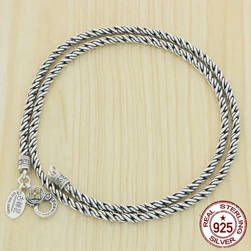 S925 Sterling Silver Necklace Vintage All body Silver Simple Hip Hop Chain Personalized Fashion Accessories Chain Jewelry