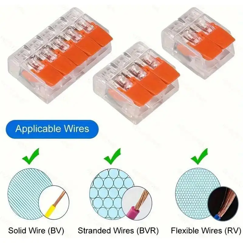 10/75Pcs Electrical Lever Wire Connector 2/3/4/5 Port Quick Wiring Terminal Compact Cable Splicing Connector DIY Kit