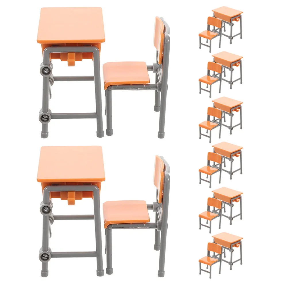 

1 set 1 Set Miniature School Desk Model: Realistic Dollhouse Classroom Furniture Set For Creative Play Mini Furniture Kit