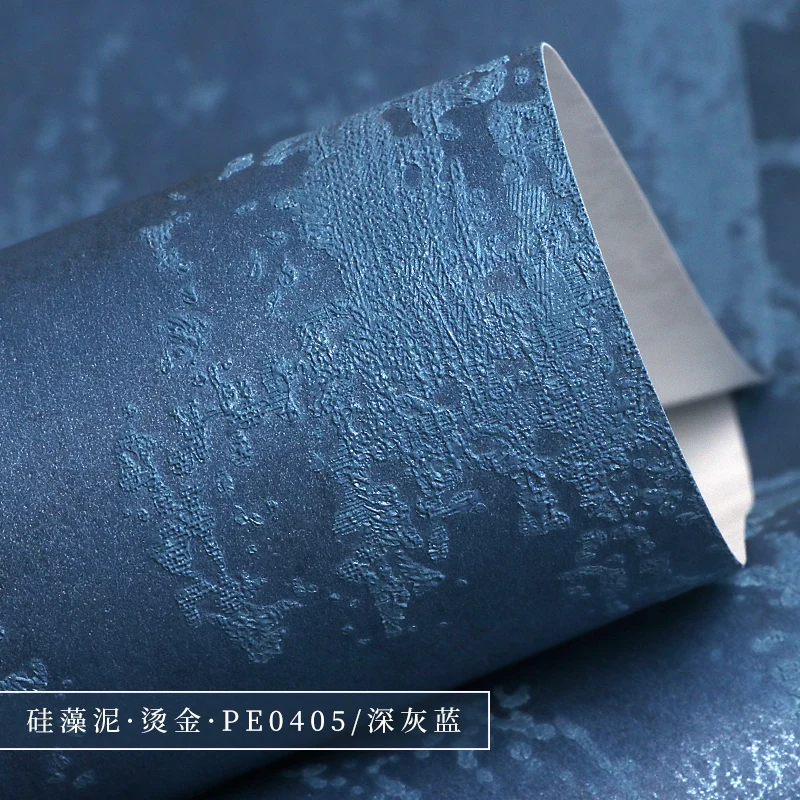 Modern 3D Blue Diatom Mud Wallpaper Pure Pigment Color Bedroom Living Room Background Wall Paper Home Decor