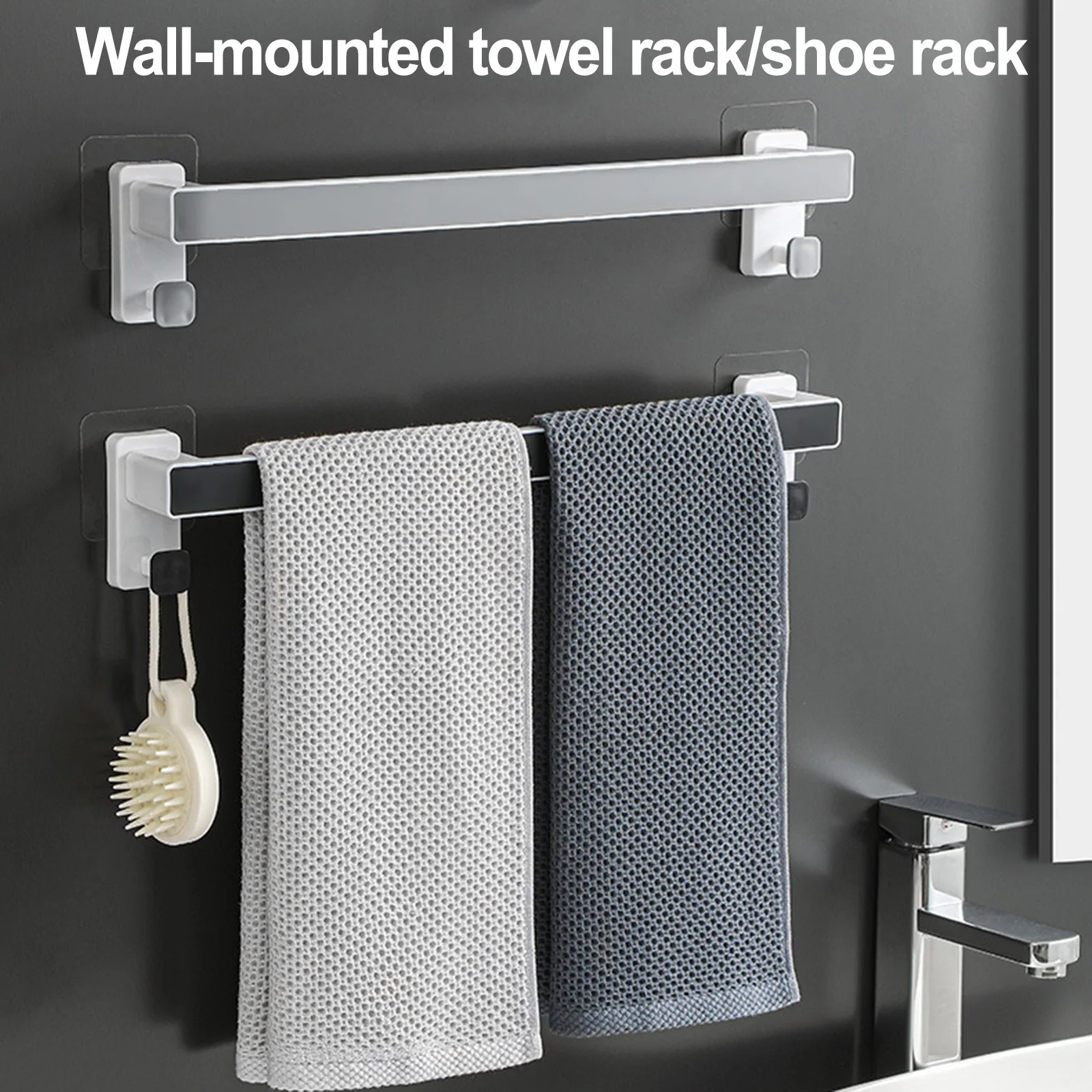 

Bathroom Wall Hanging Towel Rack Bathroom Suction Cup Towel Rack Bathroom Punch-Towels Hooks Home Organizer