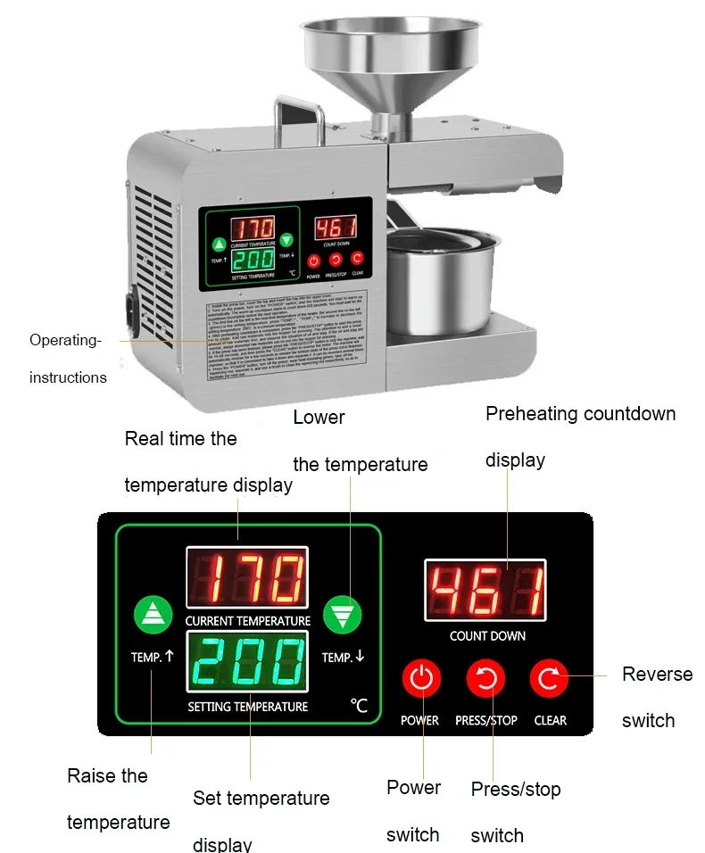 مكبس زيت ذكي من الفولاذ المقاوم للصدأ ، مكبس زيت ساخن وبارد أوتوماتيكي ، ماكينة عصر زيت الفول السوداني والسمسم