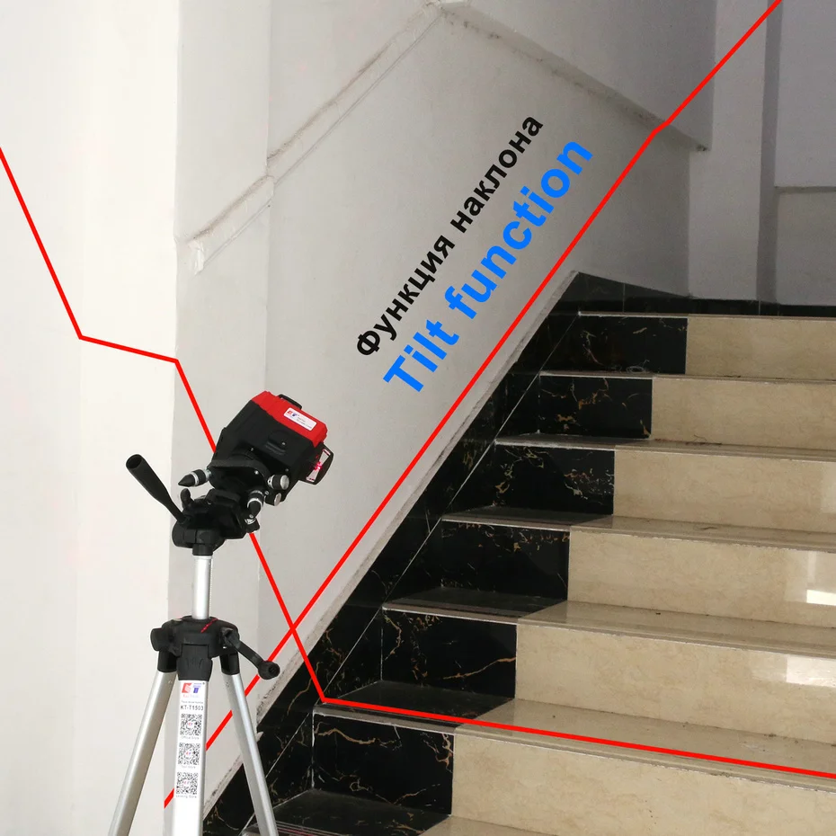 Kaitian Niveau Laser Level Self Leveling Lithium Battery Professional High Precision Red 3D Cross 12 Line 360 Laser Level Tripod
