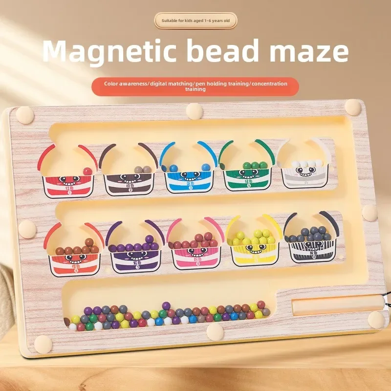 กระดานวาดภาพ ของเล่นเด็กเล็กแบบมอนเตสซอรี่ & เขาวงกตแม่เหล็ก จับคู่สี จับคู่ตัวเลข ฝึกนับเลข กิจกรรมก่อนวัยเรียน