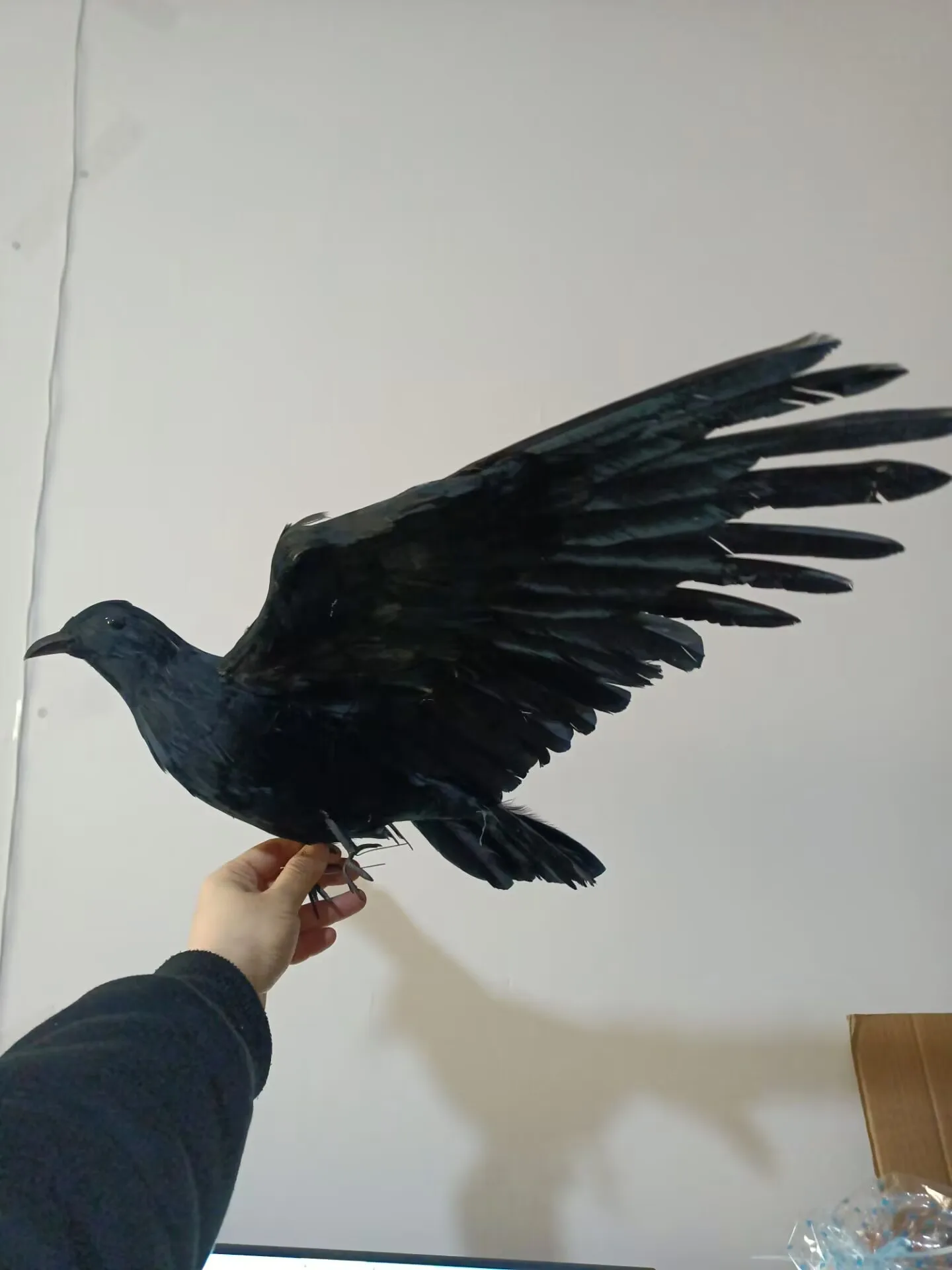 Большая имитация пенопласта и перьев, черная модель ранофа, крылья, ворона, птица, подарок, около 40x75 см xf2999