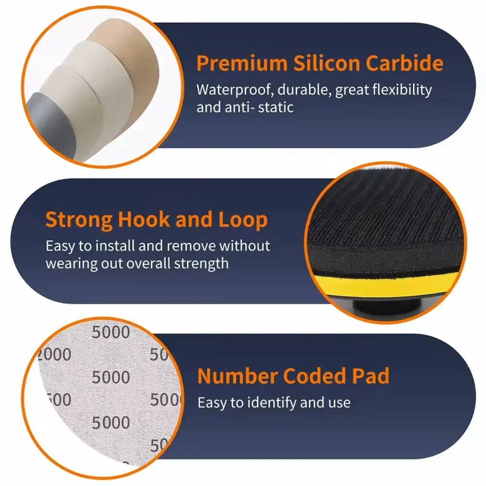 3/4/5/6 Inch Car Detailing Polishing Set with Sandpaper Sponge Wool Pad 8/15/23/30/38 Pcs for Cleaning Sanding Waxing Washing view 6