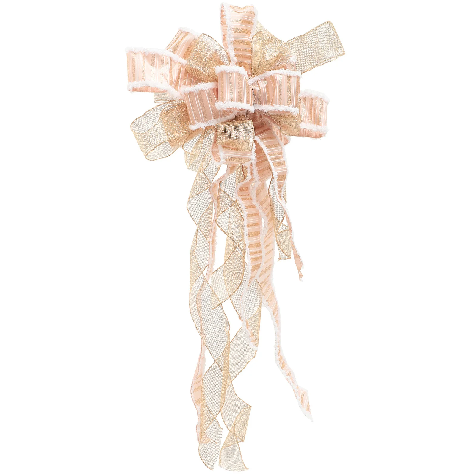 

Xmas Treetop Bowknot Decorative Christmas Tree Topper DIY Accessory Fine Workmanship Long Service Life Cozy Happy Atmosphere