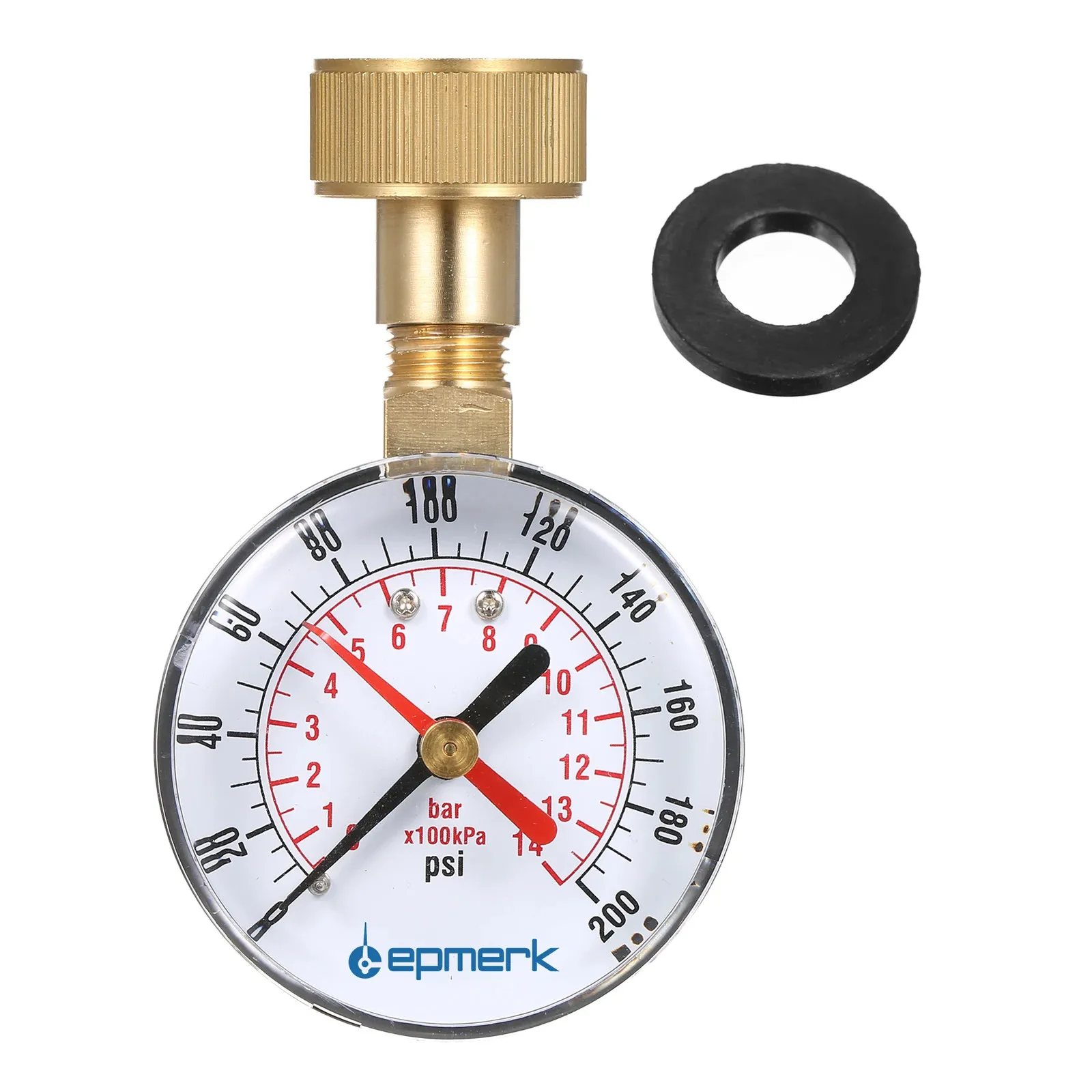 

New Pressure Gauge Water Pressure Test Gauge 3/4'' Female Hose Thread 0-200 PSI