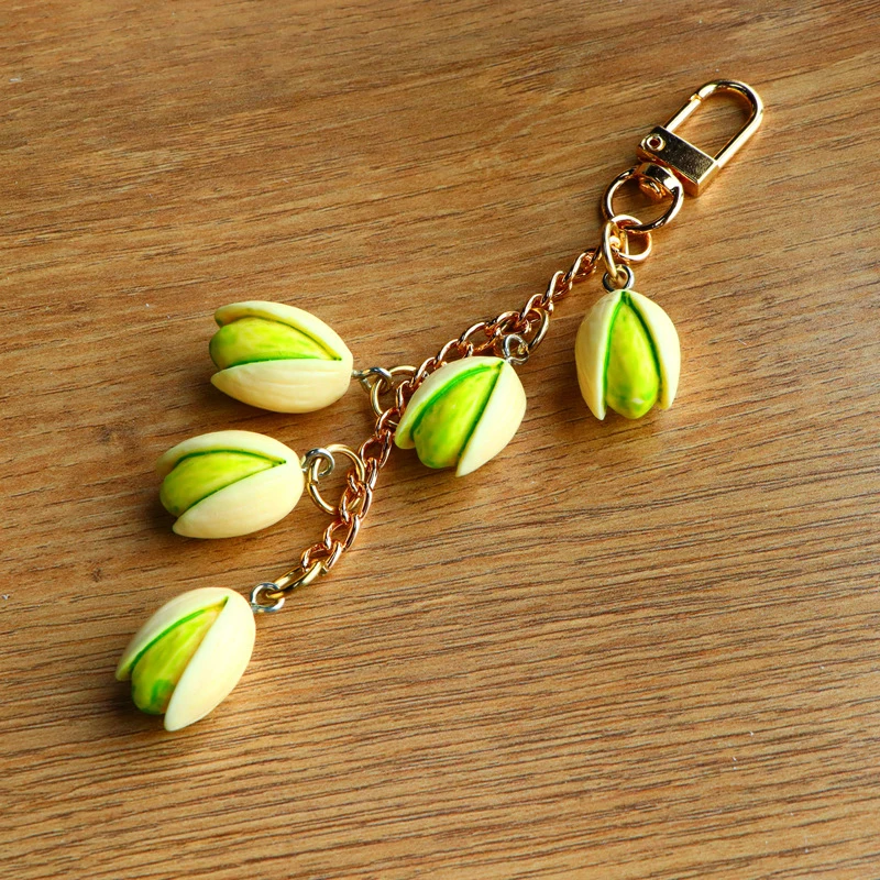 1Pcs Pistachio Keychain Creative Food Series Personality Backpack Pendant Cute Pendant Trinket Simulation Food