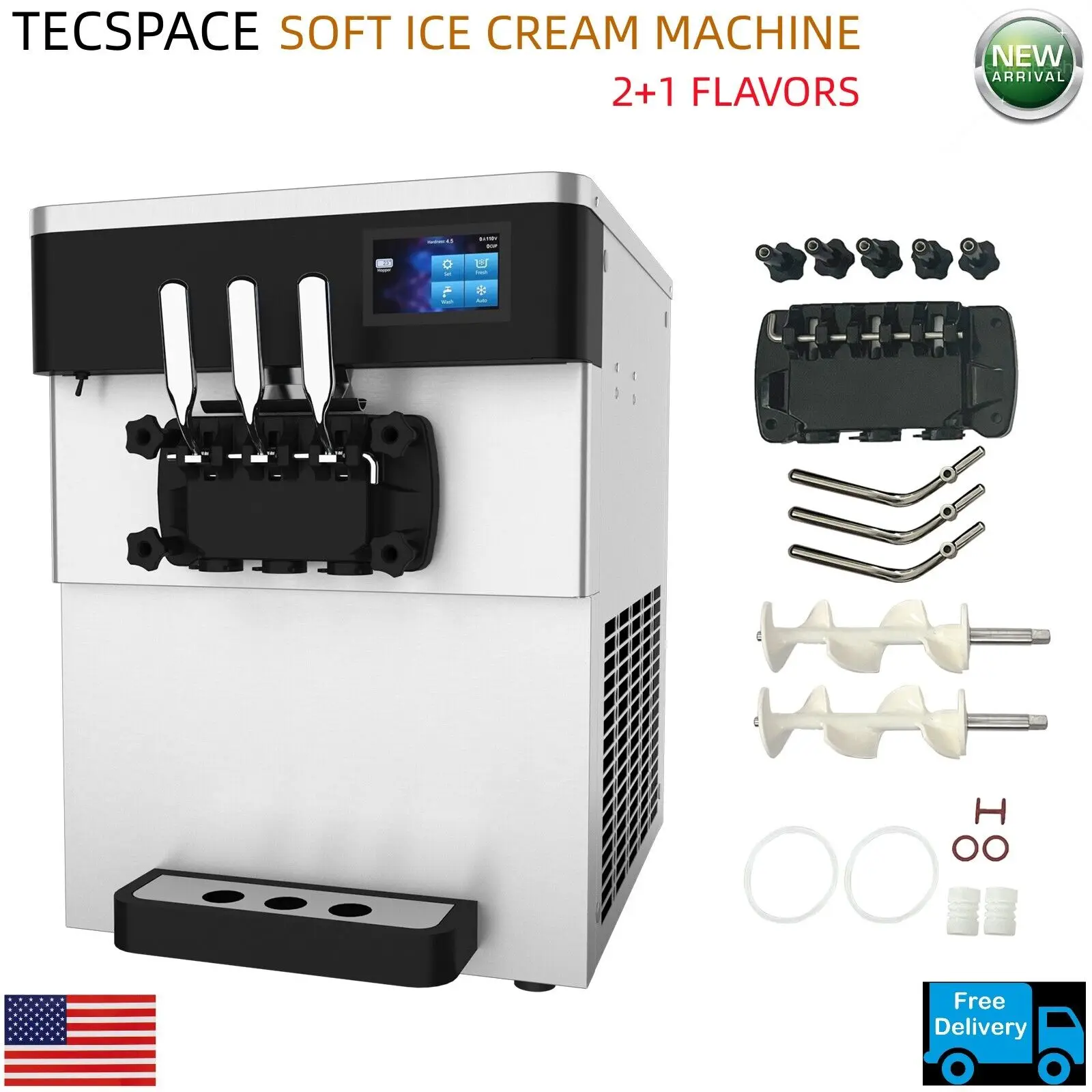 

20-28L/H Commercial Soft Ice Cream Machine 2200W Frozen Yogurt Maker