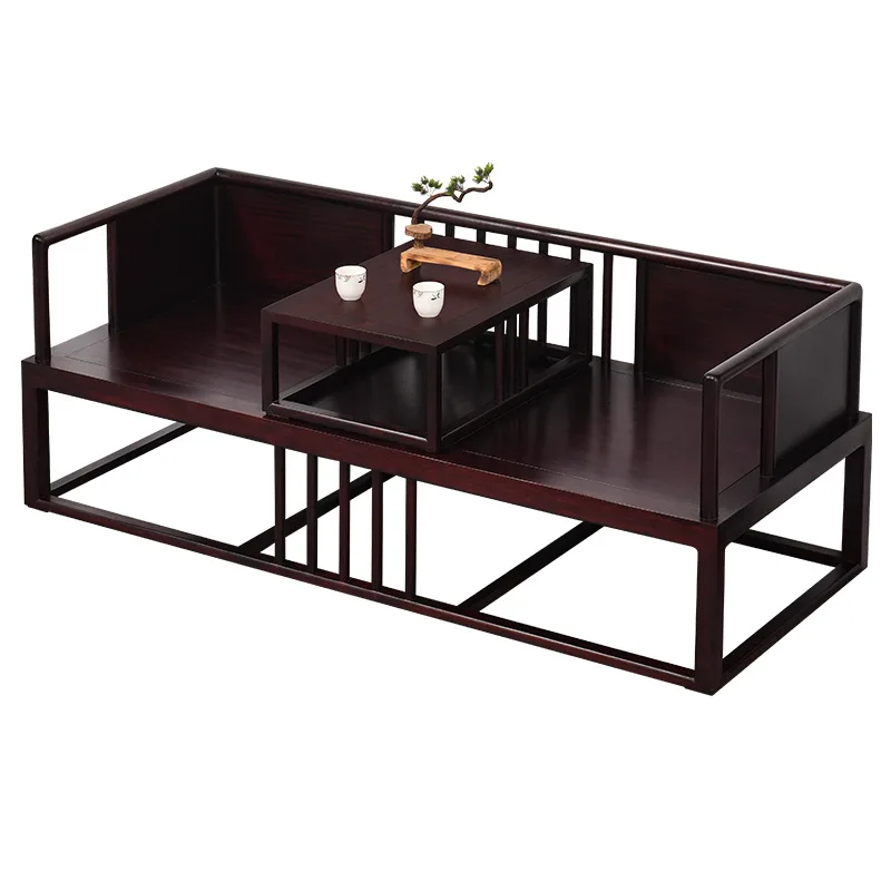 LH solid wood winter and summer Arhat couch living room new Chinese sitting and sleeping sofa bed