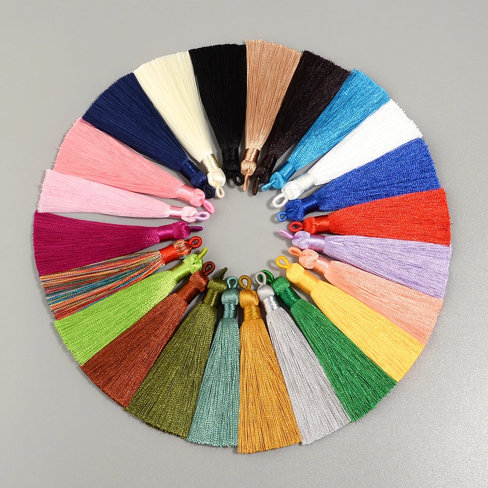 5-10 Stück 90mm Polyester-Seidenquasten Vertikale Quasten Dekoration Handwerk DIY Schmuck Heimdekoration Nähzubehör Vorhang-Accessoires – Detail 3