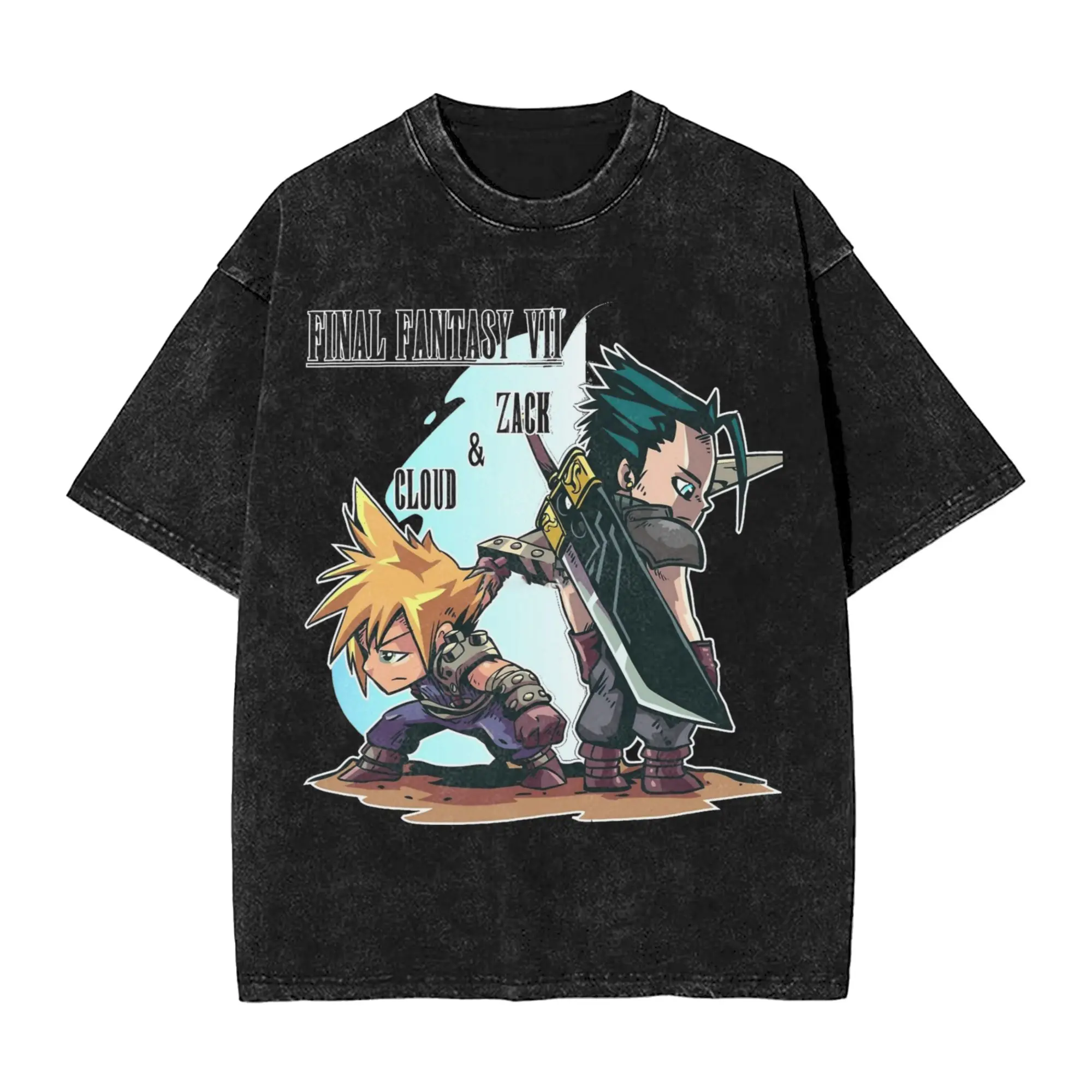 Finals Fantasys Zack Cloud Vintage Washed Tshirts Unisex 100%Cotton Tops Funny  O-neck Short Sleeve
