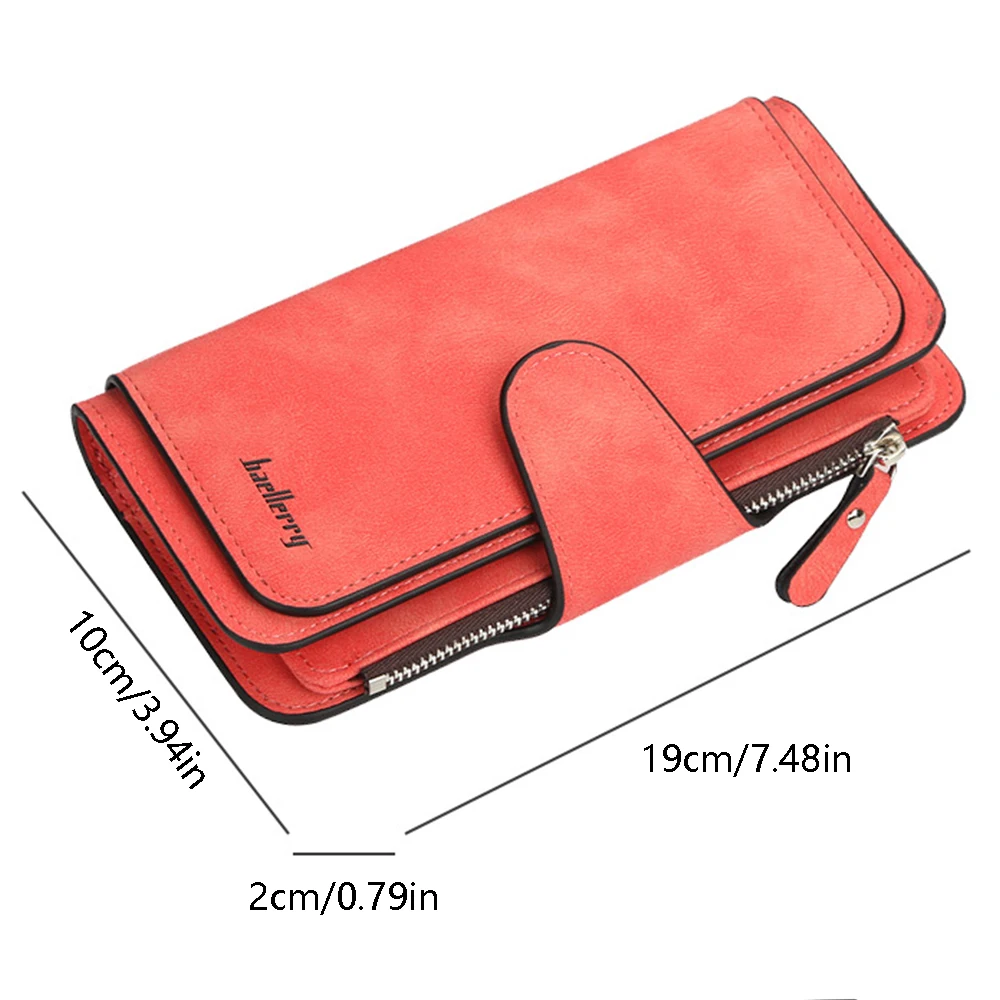 Bestselling Women's Long Wallet, Matte Pu Leather, Premium Texture, Snap Closure, Multiple Card Slots, Tri-fold Purse Clutch Bag