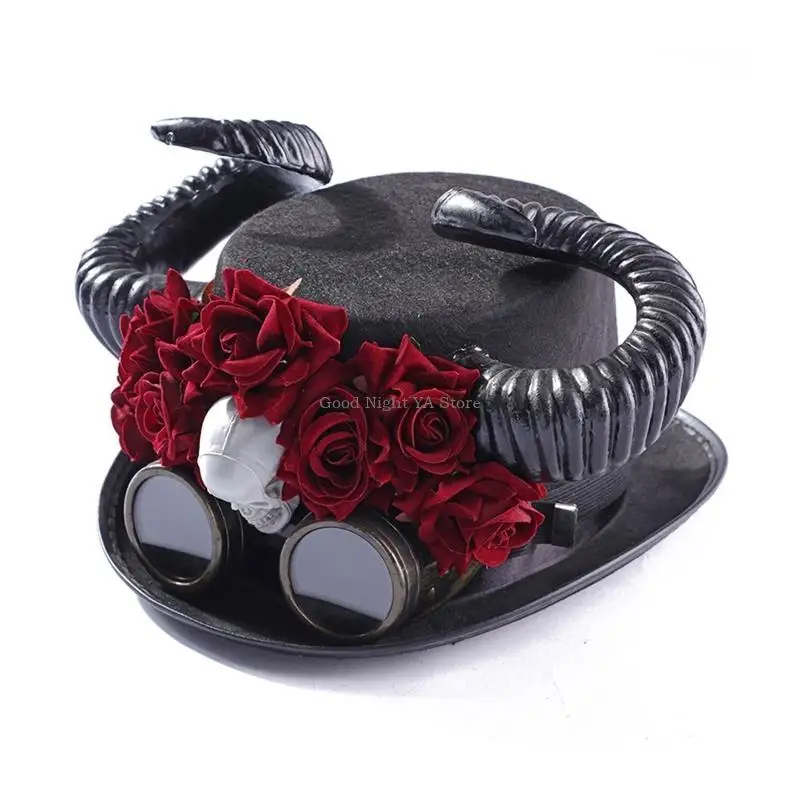 Chapéu steampunk masculino com óculos, chapéu vintage chapéu gay, gótico, steampunk, fantasia halloween, festa