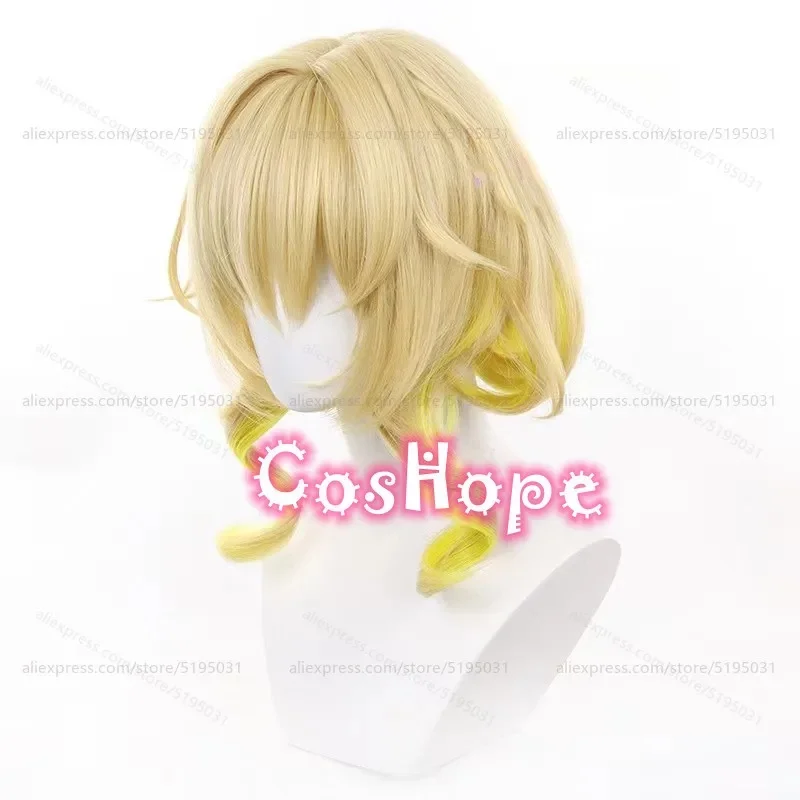 z;3,d'5,g\7/HSR Aglaea 35cm Short Curly Light Golden Gradient Yellow Anime Cosplay Wig Heat 6,j.y'8 /c.
