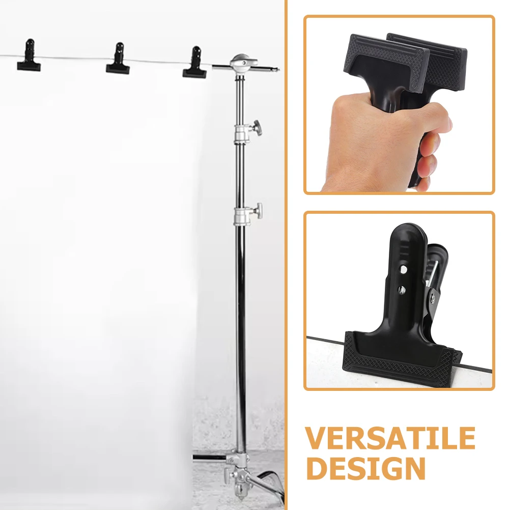 

4Pcs Backdrop Clips Large Black Metal Clamps Photography Backdrop Cloth Fixing Clamps Strong Durable Grip Clips