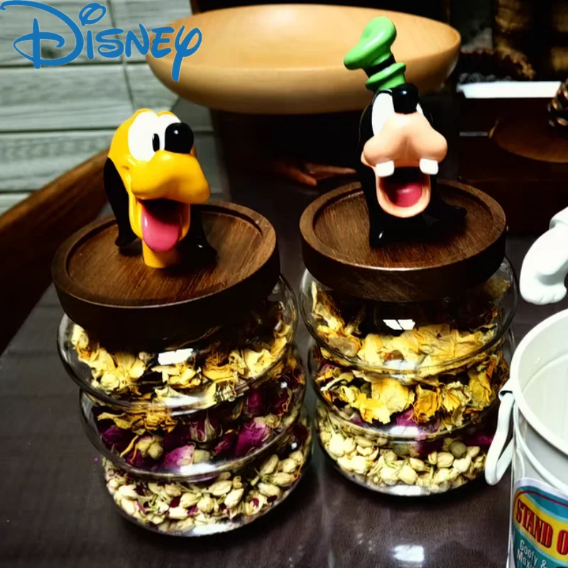 Disney Sanrio Kuromi Goofy Glass Jar Food Cartoon Storage Box Creative Glass Jar Kitchen Supplies Living Goods Storage Gifts