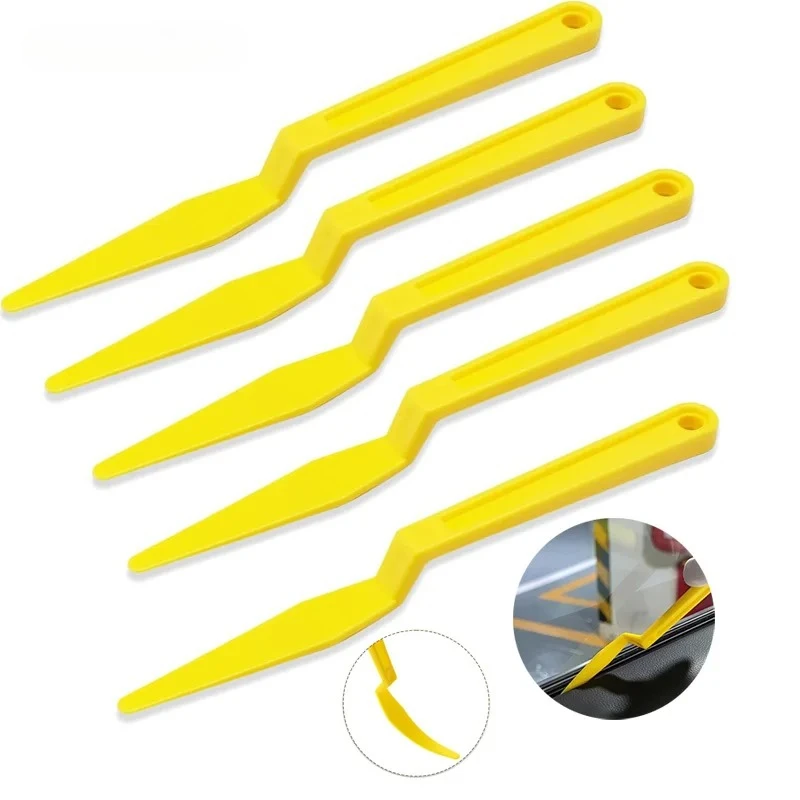 5pcs Window Tint Tool Vinyl Wrap Shank Gasket Squeegee Corner Scraper With Long Handle Flat Lip For Car Vinyl Film Install