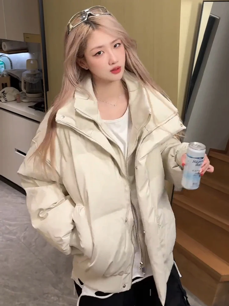 Cleanfit Thiened ort PU-Leder Baumwolle Jaet Stehkragen Warme Winteroberbekleidung für Herren Brot Sle Casual Faion