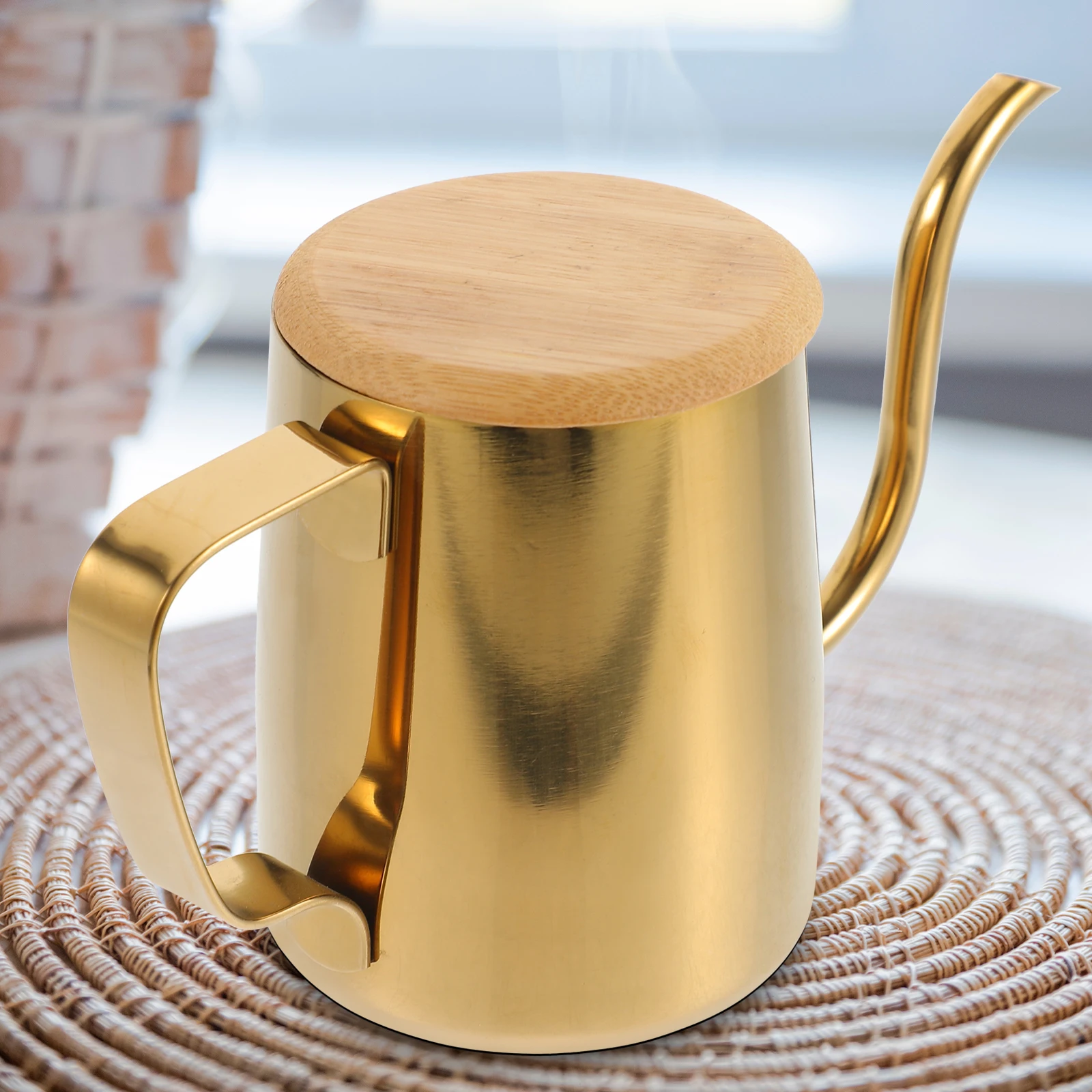 

1pc Gooseneck Coffee Kettle Stainless Steel Fine Spout For Drip Tea Hot Chocolate Household Office Camping Sealing Lid