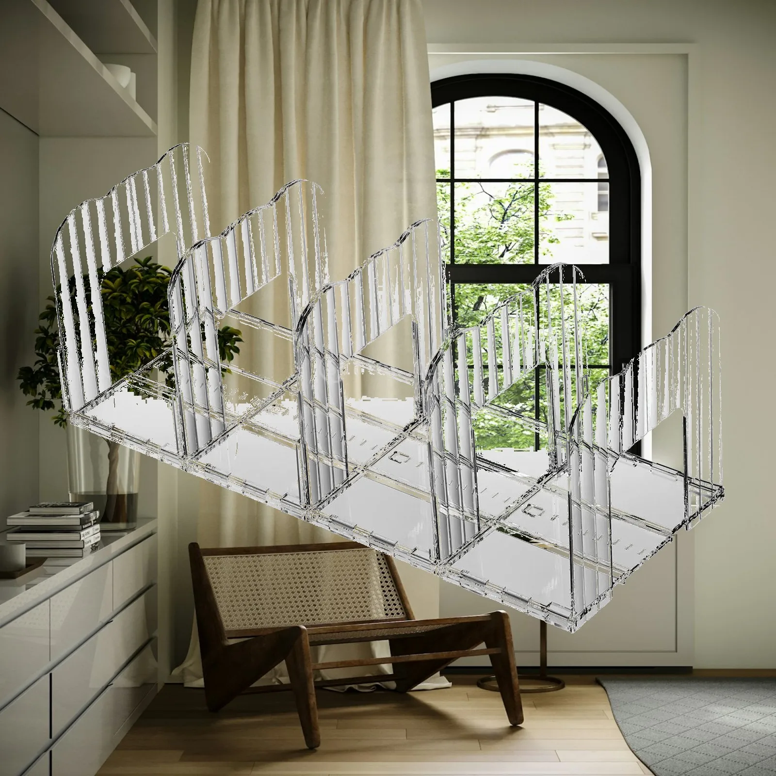 Closet Organizer Clothes Storage Cabinet Organizer Clear Purse Divider Adjustable Compartment Box for Wardrobe Shelves