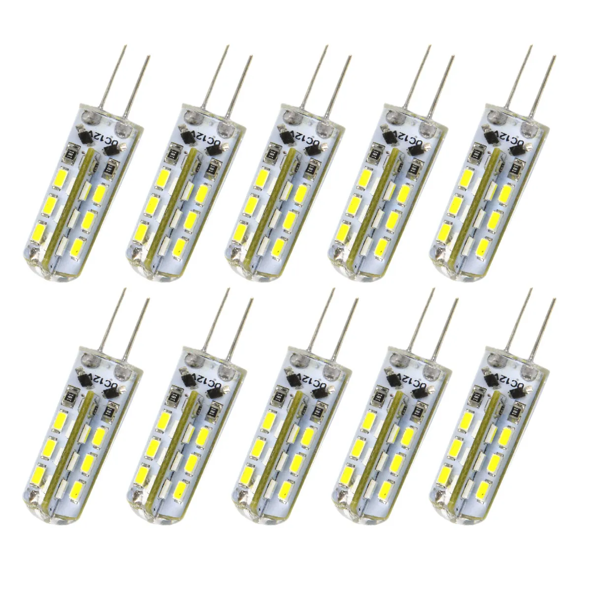 10Pcs G4 1.5W LED Bulbs White Dc 12V 24-LED 3014 Smd Silicone Eco-Friendly Energy Saving Light Lamp G4 LED Bulb 12V