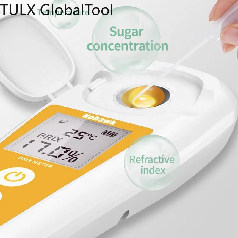 TULX Digital Refractometers Portable Auto Refractometer 0-55%Measuring Range Measuring Sugar Content Handheld Refractometer