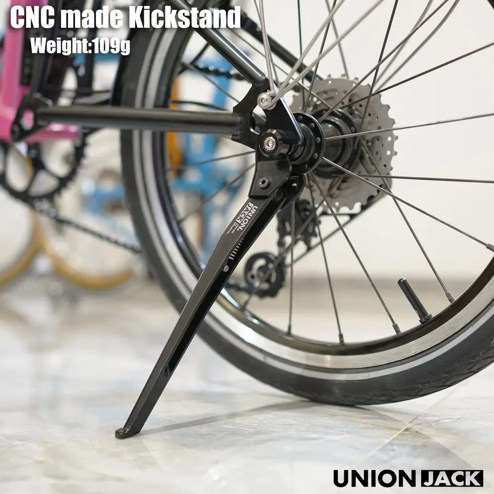 UnionJack Full CNC Aluminum Kickstand for Brompton Folding Bike Parking Stand Bracket Foldable No Impact Folding