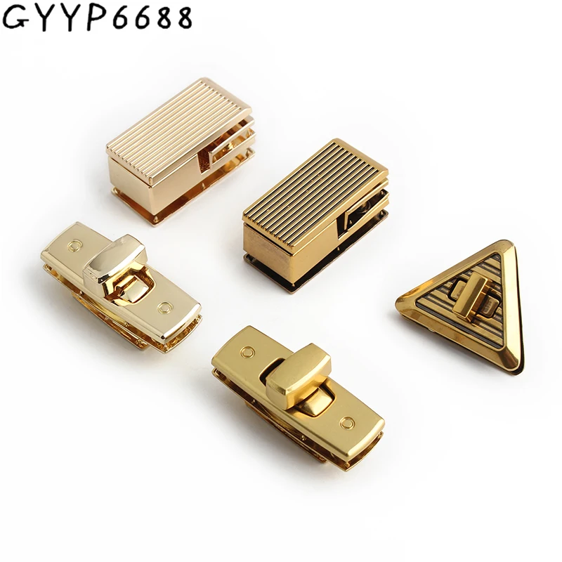 2-5-20Sets Triangle/Rectangle Metal Flip Lock For Handbag Purse Briefcase Bag Turn Twist Lock Press Push Lock Buckle Accessories