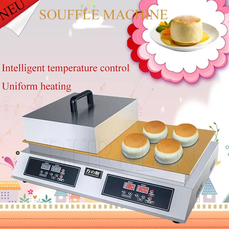 Commercial Double Head  Souffle Maker Snacks Machine Copper Pan Rapid Heating Fluffy Pancake