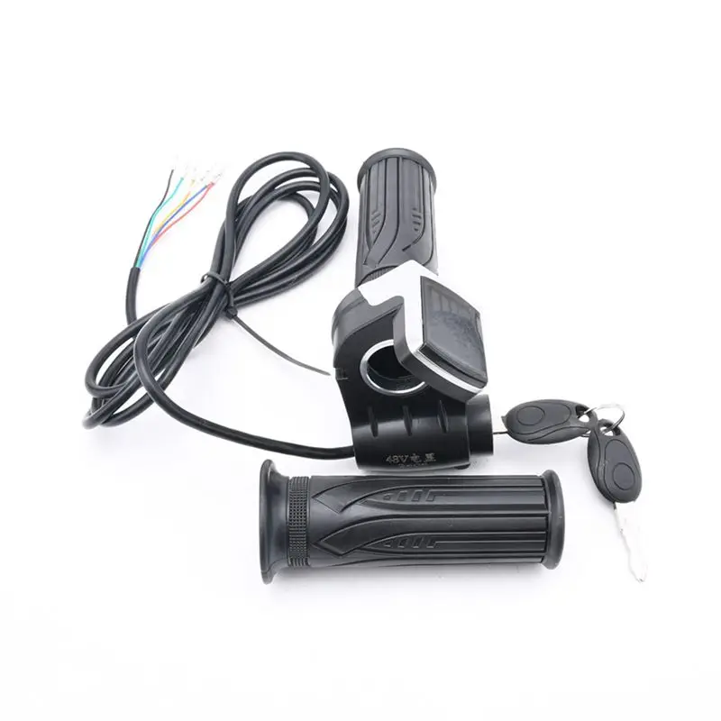 Electric Bike Throttle Grip Electric Bicycle Scooter Twist Throttle Grips With LCD Display And Power Key Locker-A67F