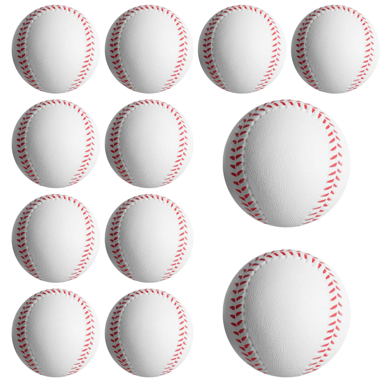 12pc Soft PU Baseball PU Foam Solid Elastic Ball Stress Relief Baseball Softball for Kids Youth Training Indoor Outdoor Practice