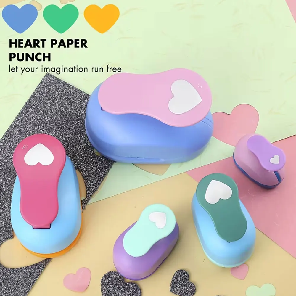 1pc Heart-Shaped Handmade Hole Punch - Multiple Sizes, DIY Scrapbook Hole Punch, Creative Project Embossing Tool (Random Color)
