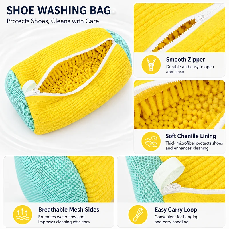 Shoe Washing Bag for Protective Washing Machine Reusable Sneaker Laundry Cleaning Bag with Zipper Rich Fluff Wash Pouch