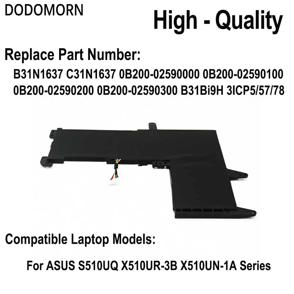 Imagem -03 - Dodomorn-bateria para Asus Bateria para X510 X510ua X510uf X510uq Vivobook S15 S510ua S510uq S510un F510uq B31n1637 Novo