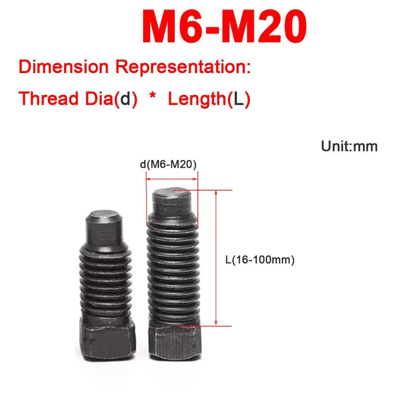Tool Holder Set Screw Square Head Convex End M6 M8 M10 M20 Grade 4.8 Carbon Steel