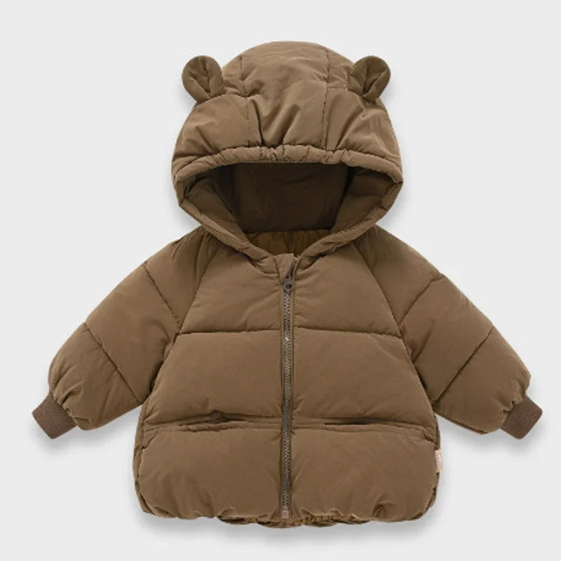 New Winter Keep Warm Girls Jacket Solid Color Thick Padded Hooded Coat For Kids Children Birthday Present For 2-6 Years