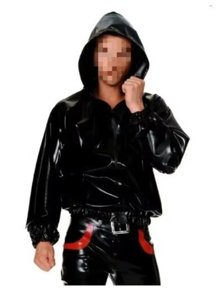 

Uniform sexy Cosplay Zentai Kleid Latex Gummi schwarz Halloween hoodie