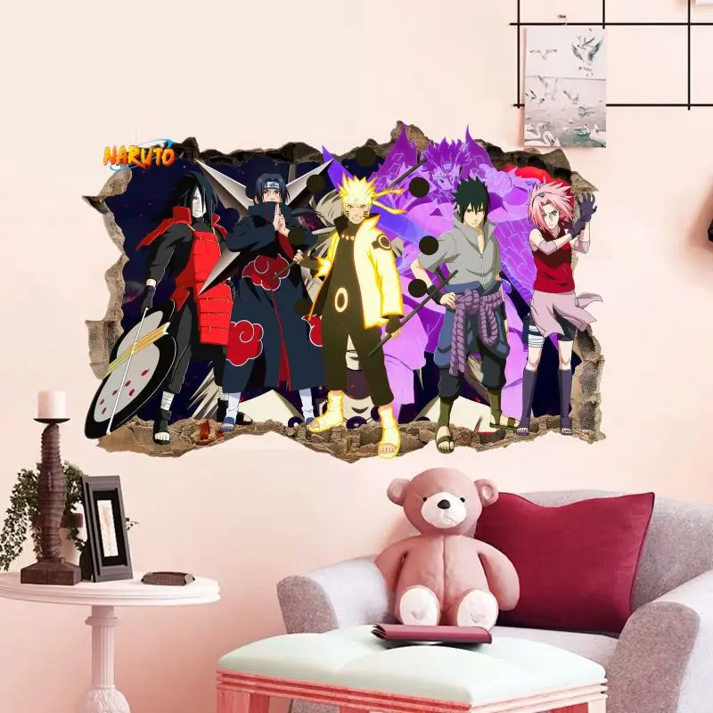 Naruto 3D stereoskopischer Wandaufkleber Persönlichkeit Naruto Studentenwohnheim Poster Tapete selbstklebende Innendekoration