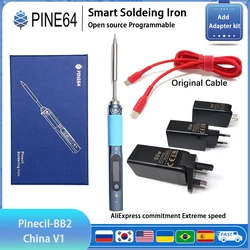 Pine64 V1-soldador Original con Cable de silicona, Kit adaptador de 65w, TS-B2, Firmware oficial de código abierto