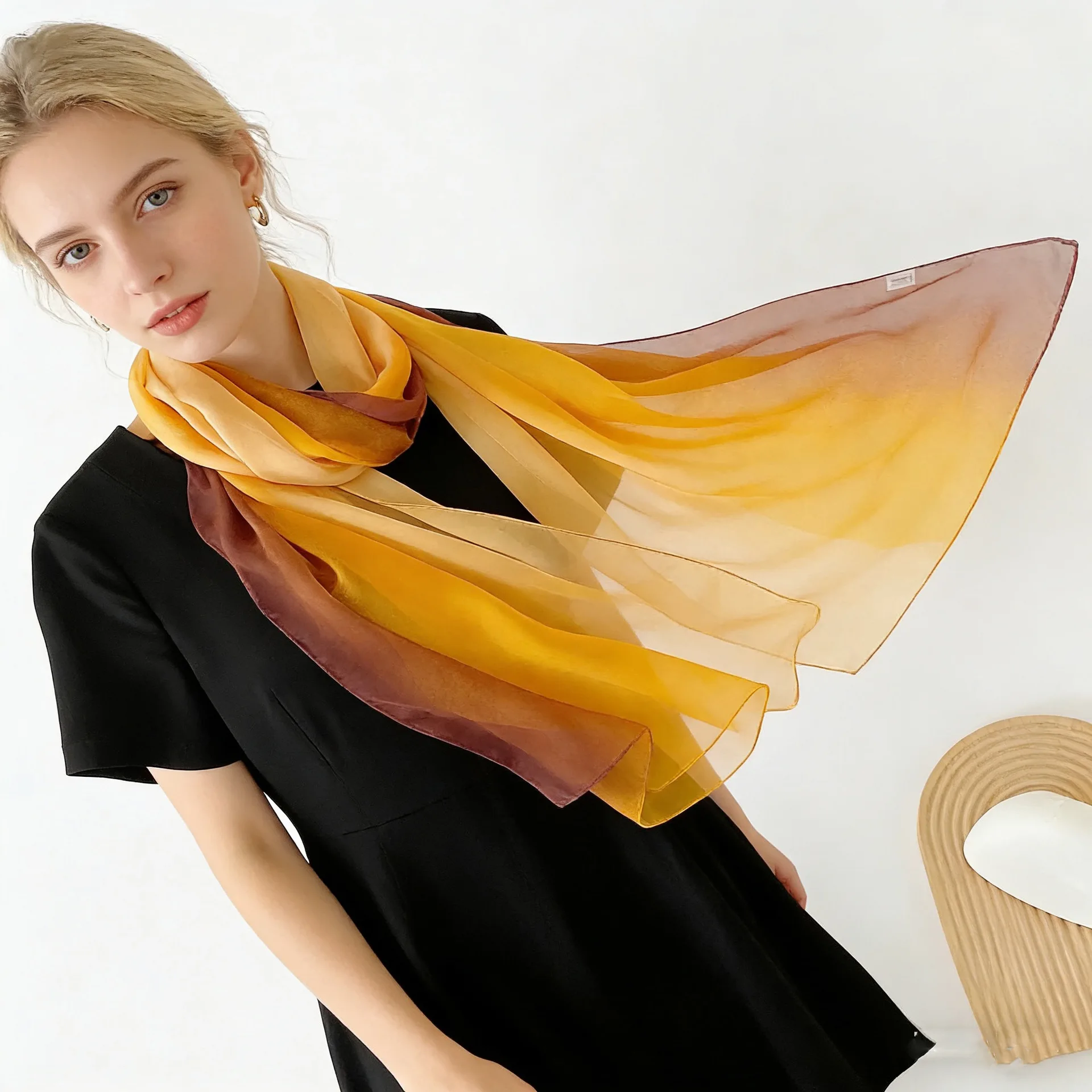 Mode Vier Jahreszeiten Frauen Einfarbig Dünne Weiche Strand Dünne Seidige Georgette Schal Schals Lange Wraps Strand Sonnencreme Hijab – Detail 12