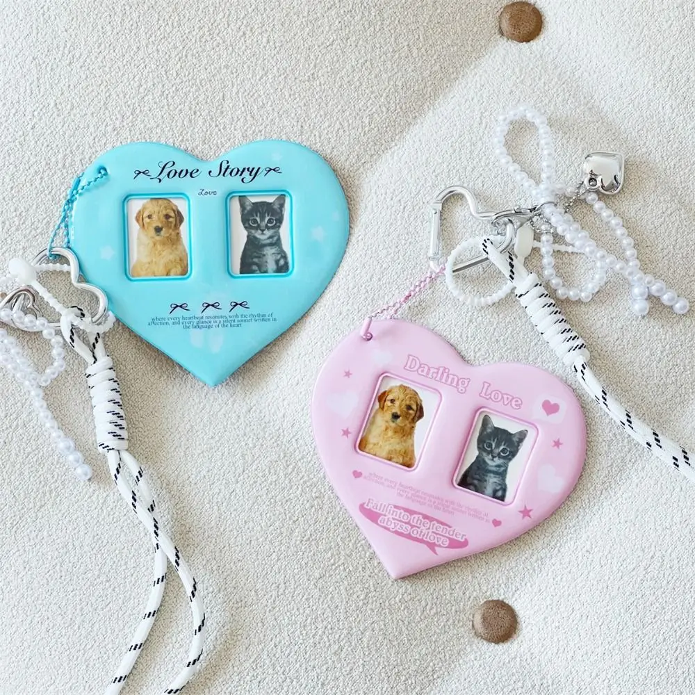 Durable PVC Photo Card Holder Love Heart Shape Korean Style Idol Photo Frame Pendant Card Holder Women Girls
