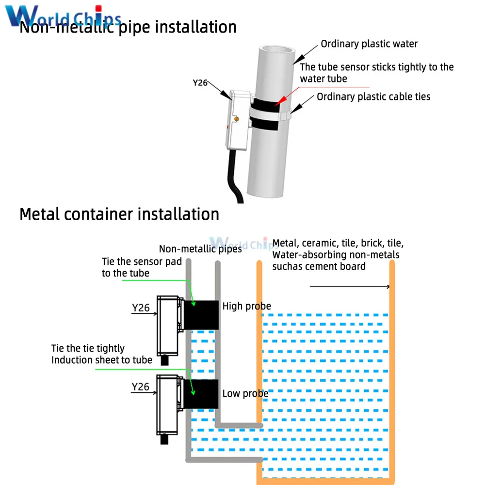 XKC-Y26-V XKC-Y26-PNP XKC-Y26-NPN Non-contact Water Liquid Level Sensor Induction Switch Detector 5-24V High Low Level Output