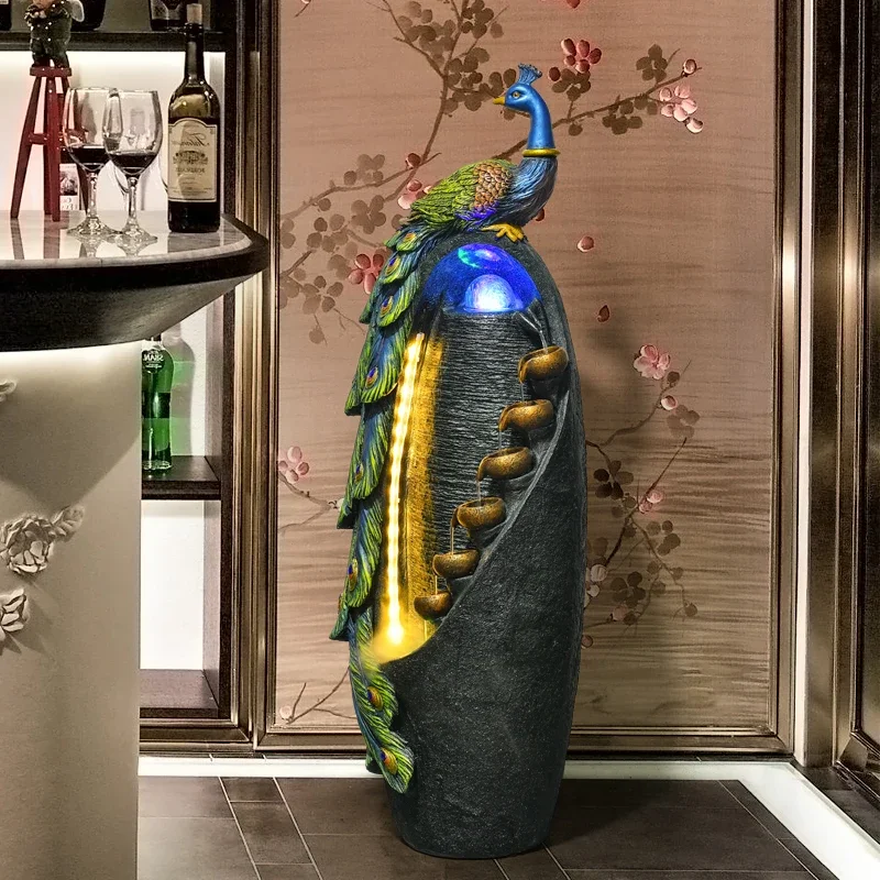 Peacock auspicious feng shui wheel Ji Xianglai living room makes a fortune like water fountain humidifier landscape fish tank