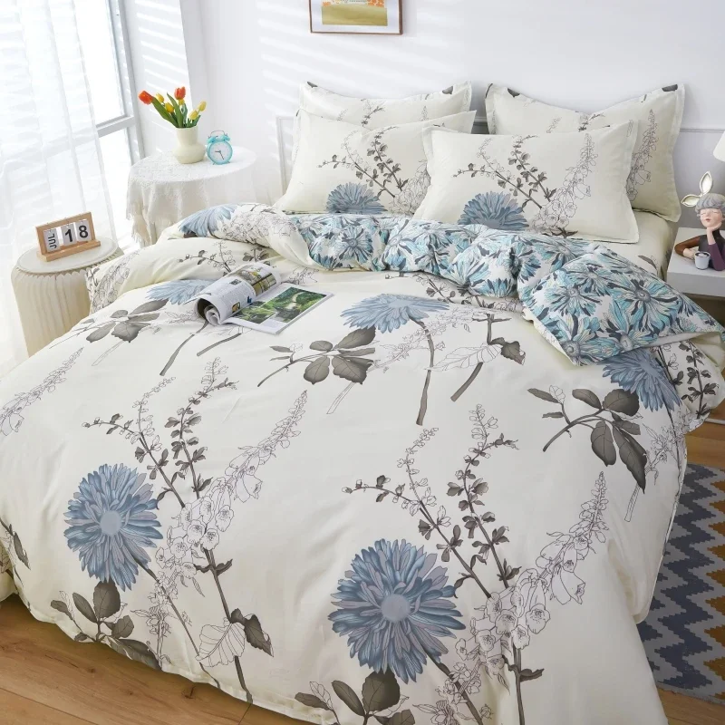 100% cotton Print Duvet cover(No filler),skin friendly comfortable Plants flowers pattern,For Home All Season Bedroom Bedding