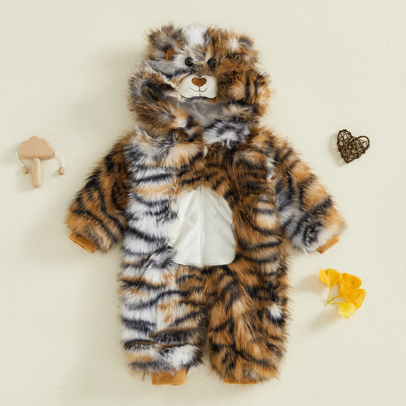 

Детский костюм тигра, плюшевый комбинезон с длинными рукавами и капюшоном на молнии, полный рост, осенне-зимняя одежда, зимний комбинезон для детей 0-18 месяцев