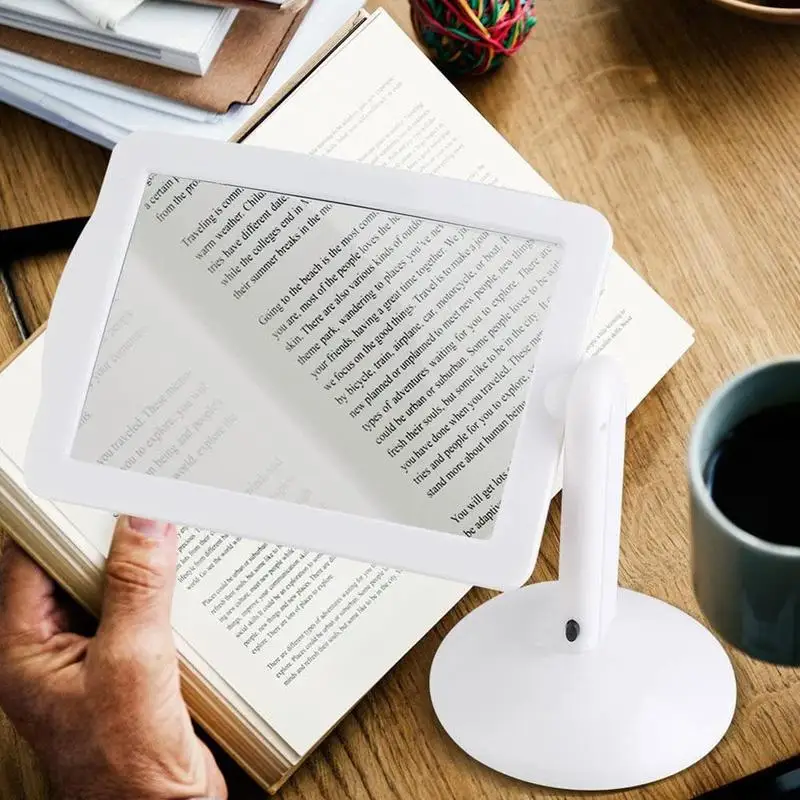 Girar Lupa Lâmpada de Mesa 360 Graus Leitura 3x Página Inteira Lupa Mãos Livres Lupa Luzes Led